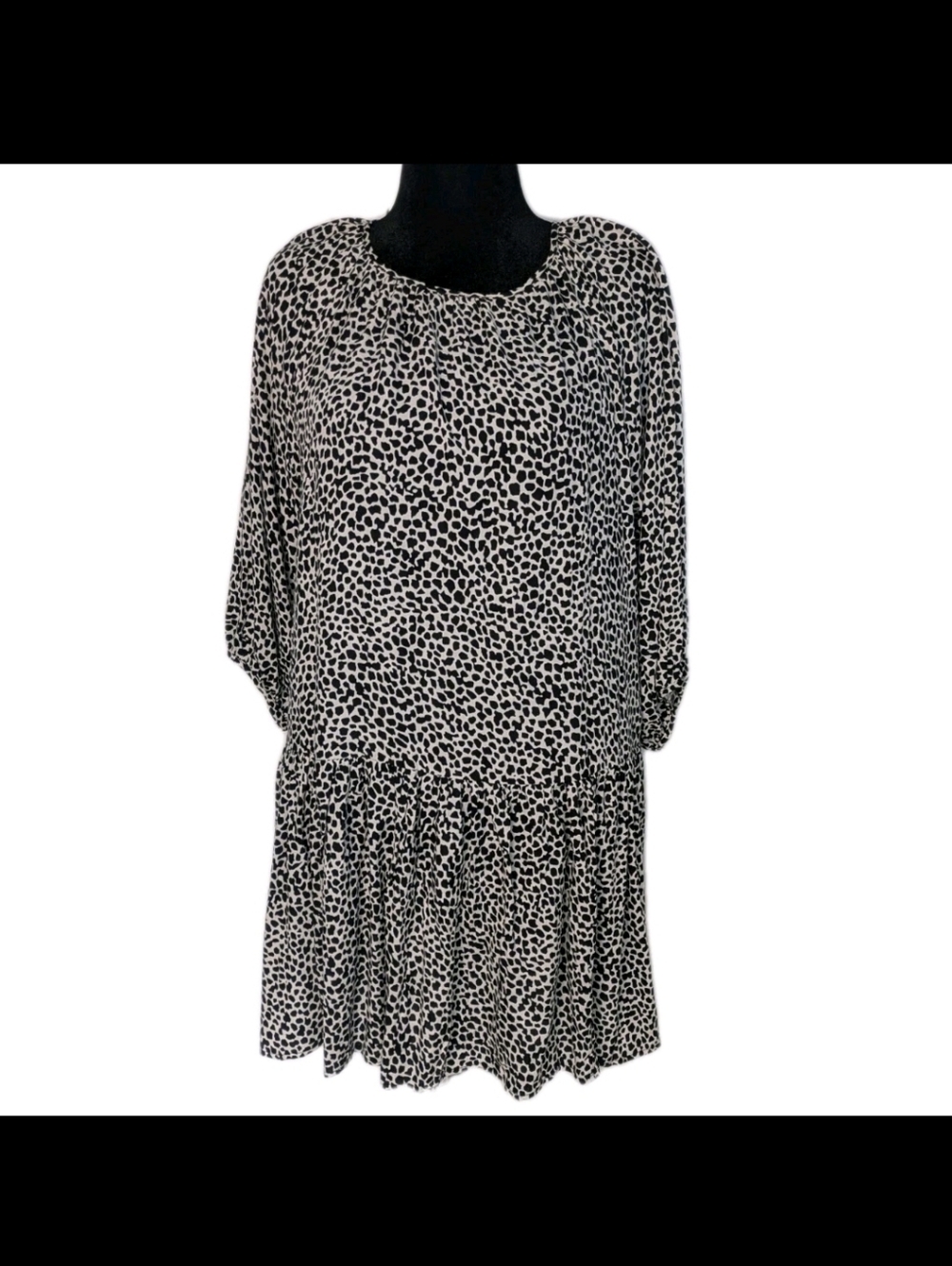 H&M Women’s Baby Doll Puff Sleeve Black White Mini Dress Sz S-L Oversized New